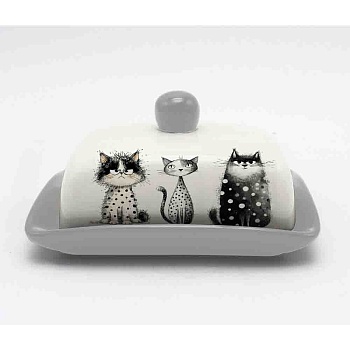 масленка тм millimi, 17х13х8см, коты, керамика интернет-магазин «Барс»