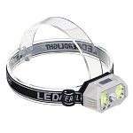 ермак фонарик налобный сенсорный, xpe led + 2 cob, 7 режимов, 800мач, зарядка type c, красный свет