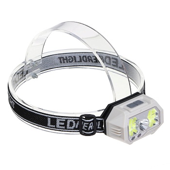 ермак фонарик налобный сенсорный, xpe led + 2 cob, 7 режимов, 800мач, зарядка type c, красный свет