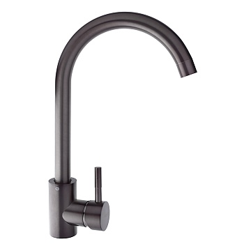 союзкран смеситель для кухни, излив 35см, керам. картридж 35мм, графит, нерж. сталь, ss01-r133