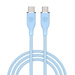 by кабель для зарядки elite type-c - type-c, 1м, 5а, 65w, быстрая зарядка pd, голубой от магазина Барс
