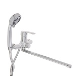 rain смеситель для ванны обсидиан, прямой излив 35см, душ. набор, картридж 35мм, латунь, хром