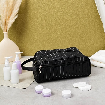 юl косметичка дорожная "полоска", ткань, 28х12х14см черный