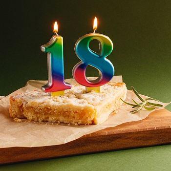 fntastic свеча для торта в форме цифр, градиент, парафин (0-9), 7,6x5,6-3,9x1,3 см