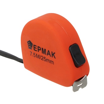 ермак рулетка "софт-тач", 7,5м х 25мм, одинарный зацеп, корпус pp