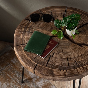 обложка на паспорт натур.кожа арт.400 зеленый пулап 205