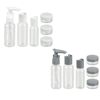 набор для косметики дорожный 6 предметов (2 шт–50мл,1 шт–30мл, 3 шт–10гр) тм юниlook, пластик, 2 цв.