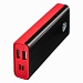 BY Аккумулятор мобильный, 8000 мАч, 2xUSB, 2А, дисплей, прорезиненный, красный