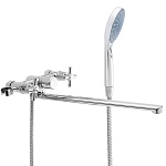 союзкран смеситель для ванны с душем, прямой излив 35см, кер. кран-буксы 1/2, хром, цинк, sk08-p208