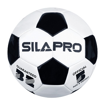 silapro мяч футбольный 2 сл, р.5, 22см, пвх 1,5мм,черно-белый, 260г (+-10%)