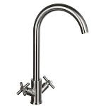 союзкран смеситель для кухни, поворотный излив, кер. кран-буксы 1/2, нерж. сталь, ss01-r240