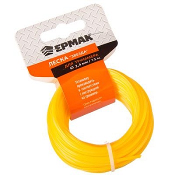 леска для триммера 2,4мм х 15м ермак звезда от магазина Барс