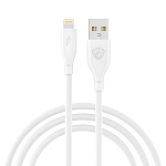 кабель для зарядки usb(a)-ip by эко, 1м, быстрая зарядка 2.4а, 12вт, прорезиненный, белый от магазина Барс