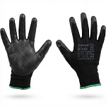 перчатки нейлоновые gward black с полиуретановым покрытием черные, m 12/240 