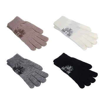 galante перчатки женские вязаные с рисунком снежинка, р-р 18-20, 4 цвета, сзпв24-20