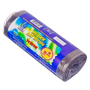 мешок мусорный пнд 30л, 30шт/рул, 6 микрон, эконом