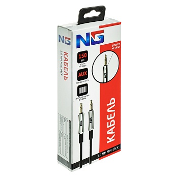 ng кабель mini jack 3.5 mm - mini jack 3.5 mm, прорезиненная  оплетка, 1.5 м, черный