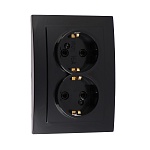 forza розетка двухместная скрытой установки с заз.rs 16-238-ч, 250в, 16а, ip20, 116x84x48, чёрная