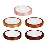 лента для подарков атласная набор 5 цветов, 1 см x 4,5 м, полиэстер, арт.2