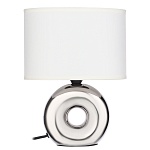 светильник переносной настольный by осло, 25см, е14, 40вт, 230в,керамика,текстиль,белый/серебристый от магазина Барс