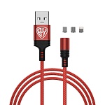 by кабель для зарядки магнитный 3 в 1, ip/micro usb/type-c, 1м, 2.1а, красный от магазина Барс