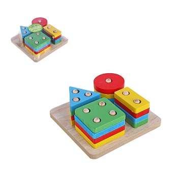 игроленд сортер -пирамидка, дерево, 11,8х11,8х4,5см