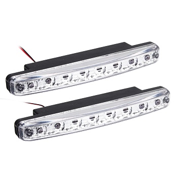 ермак дневные ходовые огни, led 8шт., пласт. корп., 158мм, 12v, белый, 2шт.