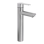 союзкран смеситель для раковины, высокий, керам. картридж 35мм, нерж. сталь, ss02-m138