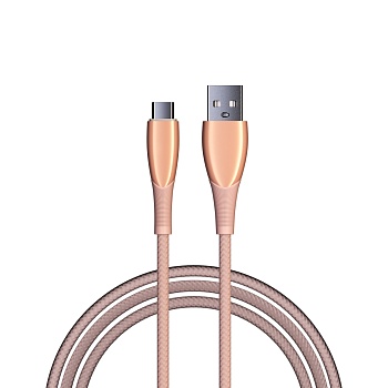 by кабель для зарядки сириус type-c, 1м, 3а, быстрая зарядка qc3.0, штекер металл, розовый от магазина Барс