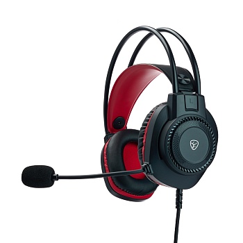 by наушники проводные с микрофоном игровые сabasset 3.5мм 4pin-spk+mic 3,2 м, красные от магазина Барс