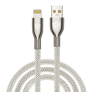 by кабель для зарядки кристаллы ip, 1м, быстрая зарядка 2.4а, 12w, серебро от магазина Барс
