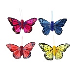 бабочка декоративная на прищепке тм inbloom, набор 2шт, 8 см, перо, металл от магазина Барс