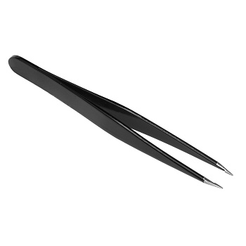 юниlook пинцет для бровей острый, сталь, 9.5см, черный