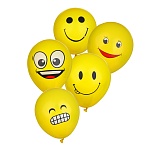 набор воздушных шаров "смайлы", 12", 5шт, латекс