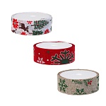 лента для подарков новогодняя, 2,5 см x 2,7 м, полиэстер, арт.4, 3 диз.