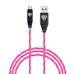 by кабель для зарядки светящийся micro usb, 1м, 2.4а, быстрая зарядка, led подсветка розовая, заря от магазина Барс