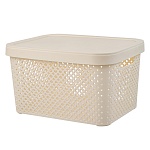 корзина для хранения с крышкой plast team stockholm, 15 л молочный туман от магазина Барс