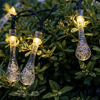 inbloom гирлянда на солн.батарее капля, 25led, 7м, шампань, 2 реж, пвх зел, 2v80ma, 1.2v600mah от магазина Барс