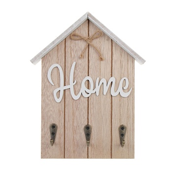 ключница открытого типа home на 3 крючка, 16х20 см, мдф, металл