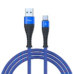 forza кабель для зарядки венеция type-c, 1м, 2а, тканевая оплётка, 3 цвета, пакет от магазина Барс