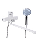 союзкран смеситель для ванны с душем, прямой излив 35см, кер. картридж 35мм, белый, цинк, sk08-p105