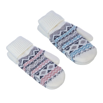 galante варежки женские вязаные с манжетами на флисе с орнаментом, р-р 18-20, 2 цвета, сзпв24-45