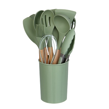 набор кухонных принадлежностей satoshi аллон, 12пр., оливковый, силикон интернет-магазин «Барс»