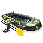 intex набор морской сокол 3 (лодка 68350 плюм 122см алюмин.весла, насос), 295х137х43см, 68380
