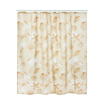 всёгазин шторка для ванной, полиэстер, 90 г/м2, 200x200см, 12 колец, "морской песок" от магазина Барс