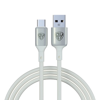 by кабель для зарядки space cable pro type-c, 1м, быстрая зарядка qc3.0, штекер металл, белый от магазина Барс