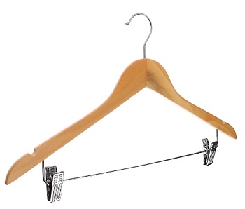 вешалка деревянная 45см с клипсами, светлое дерево, хром от магазина Барс