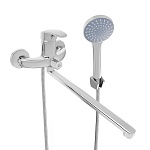 союзкран смеситель для ванны с душем, прямой излив 35см, керам. картридж 40мм, хром, цинк, sk08-p106