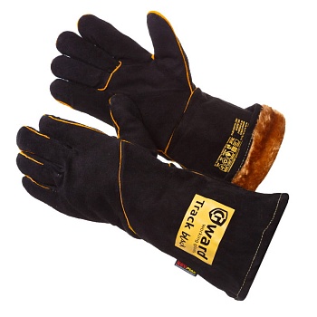 краги сварщика пятипалые спилковые с подложкой  gward treck  black  zima