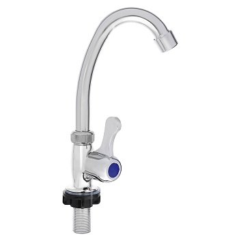 кран для холодной воды, однорычажный, пластик, гайка, хром, mоно-01